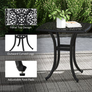 Black Square Cast Aluminium Garden Bistro Table With Umbrella Hole For Patio Or Balcony Outsunny