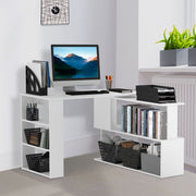 L Shaped Corner Desk with Rotating Shelves for Small Home Office Spaces White AOSOM