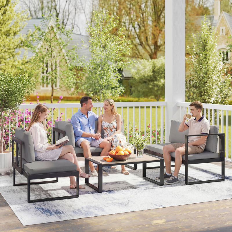 Garden Sofa Set with Removable Cushions and Coffee Table for Flexible Outdoor Seating Black
