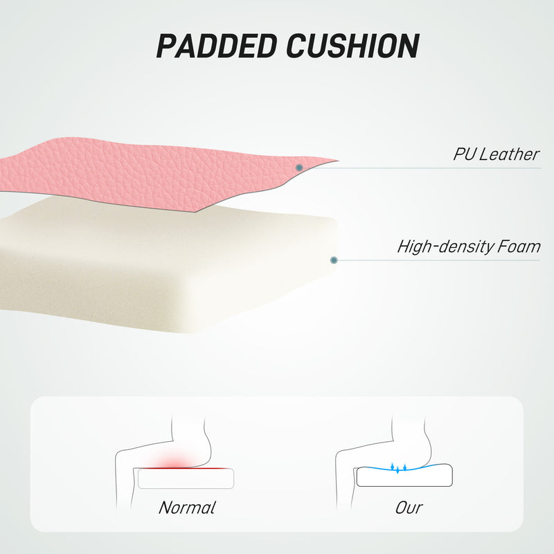 Pink PU Leather Armless Swivel Chair With Adjustable Height For Home Office Or Vanity