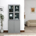 Grey Double Storage Display Cabinet with Shelves by HOMCOM