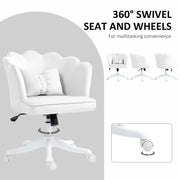 White Velvet Feel Petal Back Office Chair with Swivel and Height Adjustment by HOMCOM