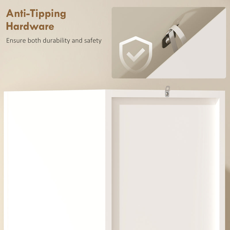 Tall Slim Bathroom Storage Cabinet with Shelves and Double Doors for Small Spaces White AOSOM