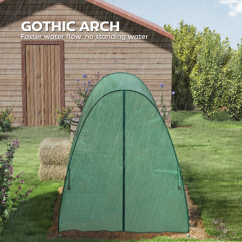 Walk In Tunnel Greenhouse With Sandbags And Ventilated Doors For All Weather Use Green AOSOM