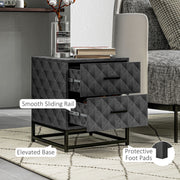 Set of 2 Grey Bedside Tables with 2 Drawers and Steel Legs for Bedroom or Living Room by HOMCOM