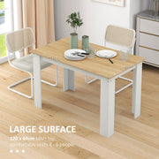 Dining Table for Small Spaces Seats 6 Easy Clean Wood Effect Oak White AOSOM