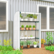 Portable Mini Greenhouse With Roll Up Door For Indoor And Outdoor Growing White Outsunny