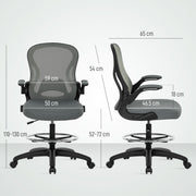 Ergonomic Mesh Draughtsman Chair with Lumbar Support and Foot Ring for Standing Desk Charcoal Grey