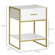 Set of 2 Modern Bedside Tables with Drawer and Shelf Ideal for Bedroom Storage White