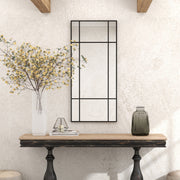 Decorative Grid Wall Mirror With Hanging Hooks Ideal For Hallway Or Living Room Black AOSOM