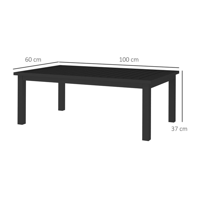 Black Aluminium Rectangular Outdoor Coffee Table 100cm x 60cm Weather Resistant by Outsunny