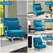 Blue 4 in 1 Faux Suede Sleeper Chair Bed Versatile Folding Sofa by HOMCOM