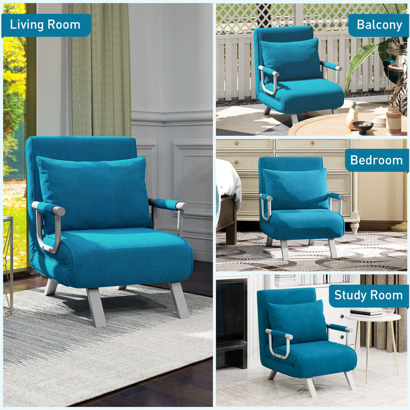 Blue 4 in 1 Faux Suede Sleeper Chair Bed Versatile Folding Sofa by HOMCOM
