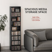 Black Narrow CD Storage Tower Cabinet for Small Spaces 260 Disc Capacity