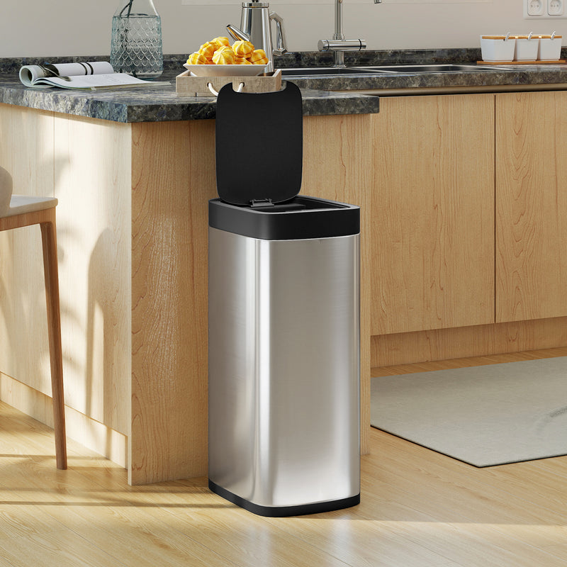 50L Grey Automatic Sensor Bin with Manual Override Ideal for Kitchen or Bedroom