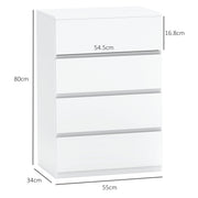 4 Drawer Chest Of Drawers With Storage Cabinets For Bedroom Organisation White