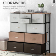 10 Drawer Fabric Chest of Drawers with Steel Frame for Bedroom Storage Multicolour