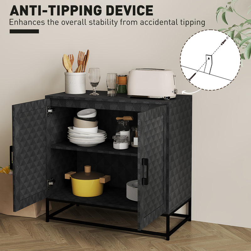 Black Modern Sideboard with Adjustable Shelf and 2 Doors for Living Room Storage by Homcom