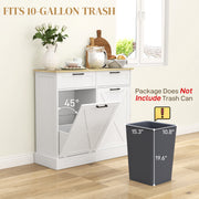 Kitchen Sideboard with Hidden Tilt Out Rubbish Bin and Storage Drawers White AOSOM