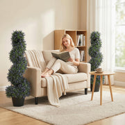 Artificial Lavender Topiary Trees Set of 2 for Easy Year Round Home or Garden Colour Purple AOSOM