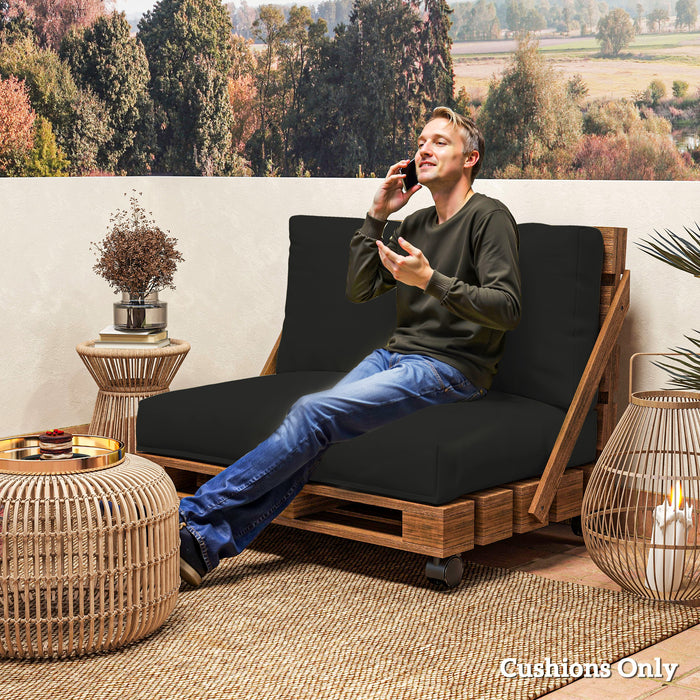 Black 2 Seater Pallet Furniture Cushions 20 cm Thick UPF20+ Fabric by Outsunny