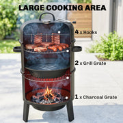 BBQ Smoker Grill and Fire Pit for Easy Outdoor Cooking with Two-Tier Cooking Space Black Outsunny