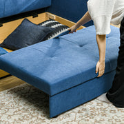 2 Seater Sofa Bed with Hidden Storage and Cushions Ideal for Guest Room Use Deep Blue