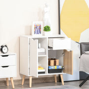 3 Piece Bedroom Furniture Set With Wardrobe And Storage Drawers For Home, Grey and White AOSOM