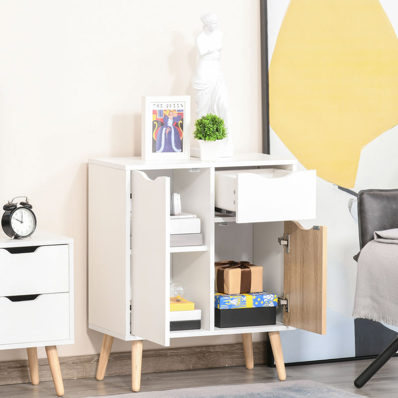 3 Piece Bedroom Furniture Set With Wardrobe And Storage Drawers For Home, Grey and White AOSOM