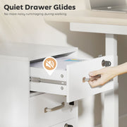 White 3 Drawer Office Filing Cabinet With Wood Effect Finish For Home Organisation