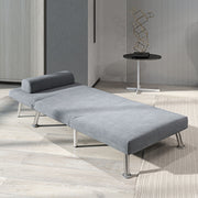 Grey Velvet Feel Single Sleeper Chair Comfortable Space Saving Design by HOMCOM