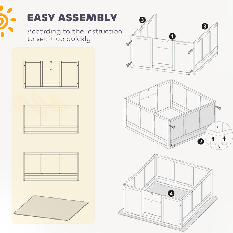 Whelping Box for Large Dogs with Pad Adjustable Entrance and Non-slip Feet 124 x 120cm by PawHut