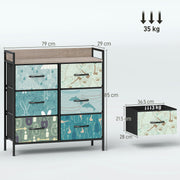 6 Drawer Chest of Drawers with Spacious Storage for Bedroom or Living Room Blue