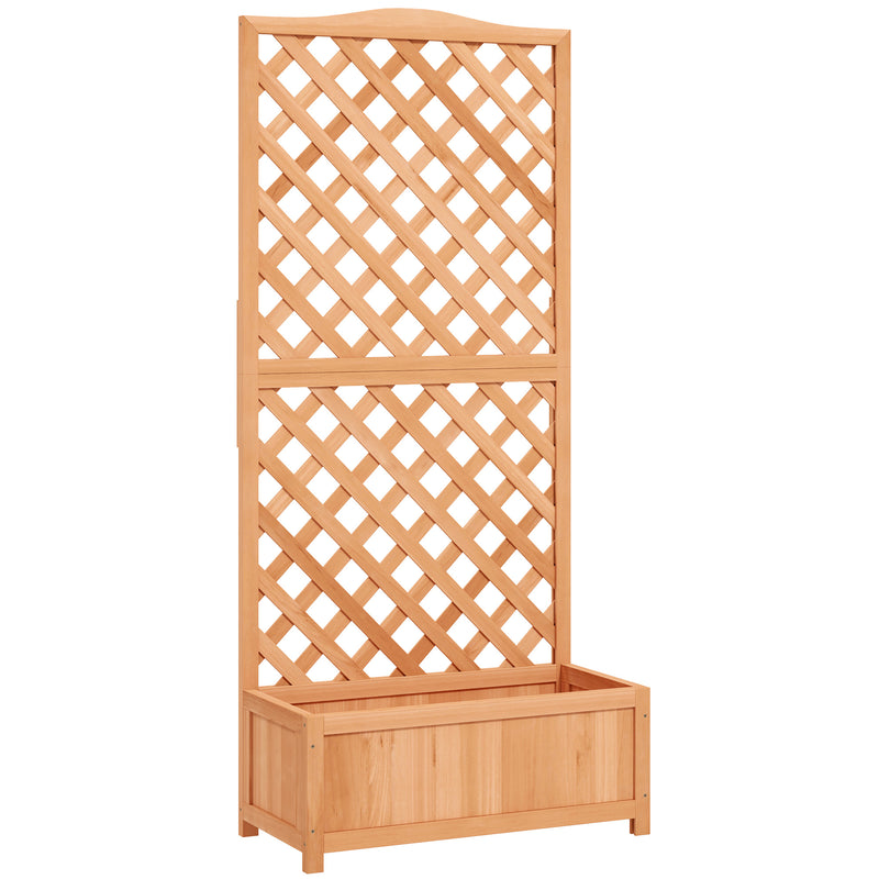 Wooden Garden Planter Box With Trellis For Climbing Plants And Flowers Brown Outsunny