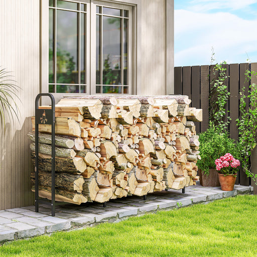 Steel Firewood Log Rack With 300 kg Capacity For Indoor Or Outdoor Use, Black