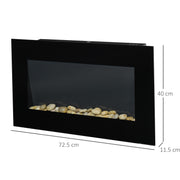 Wall Mounted Electric Fireplace Heater 2000W with LED Flame Effect and Remote Control