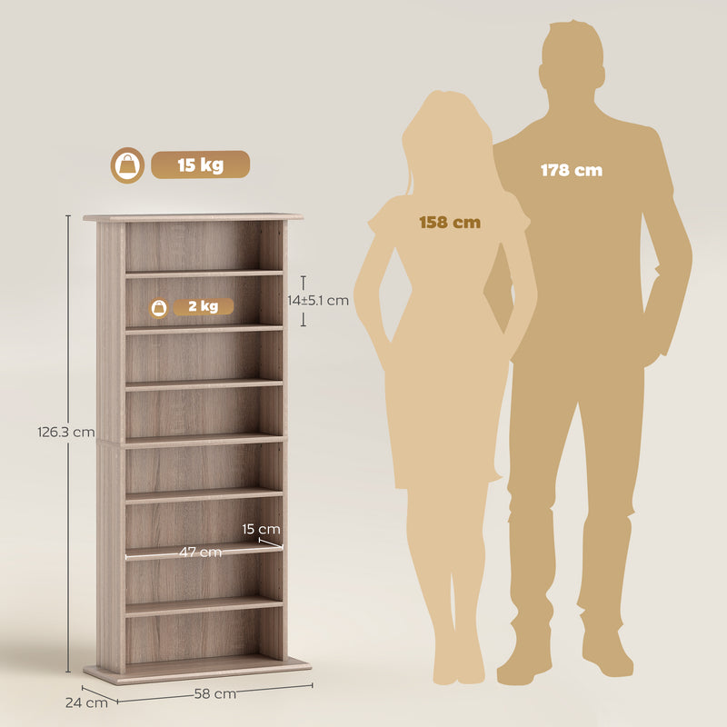 Tall Rotating CD Storage Tower With 360 Degree Access For Home Organisation Natural Wood AOSOM