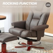 Faux Leather Recliner Armchair with Matching Footstool for Home Comfort Brown