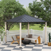 Black 3 x 3 m Metal Roof Gazebo with Wood Effect Finish by Outsunny