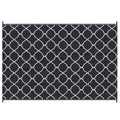 Reversible Black Outdoor Rug 182x274cm With Carry Bag For Garden Camping Beach Use