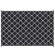 Reversible Black Outdoor Rug 182x274cm With Carry Bag For Garden Camping Beach Use