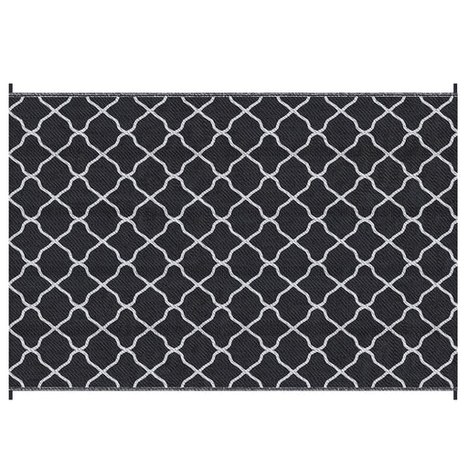 Reversible Black Outdoor Rug 182x274cm With Carry Bag For Garden Camping Beach Use