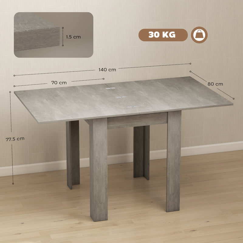 Extendable Dining Table for Small Spaces Seats 4 to 6 with Hidden Leaf Grey Wood Effect