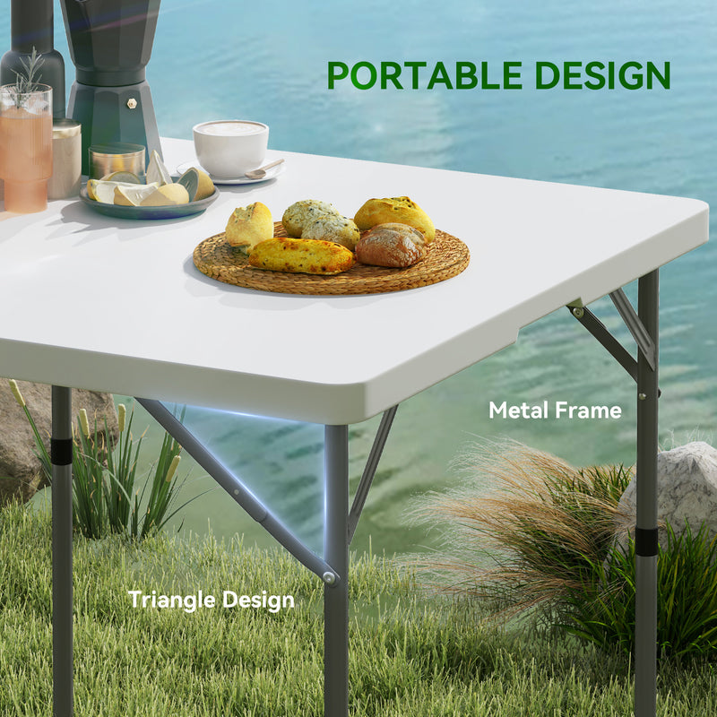 Folding Picnic Table with Adjustable Height for Easy Outdoor Dining White