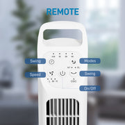 31 Inch Oscillating Tower Fan with Remote Timer and 3 Speeds for Home or Office, White