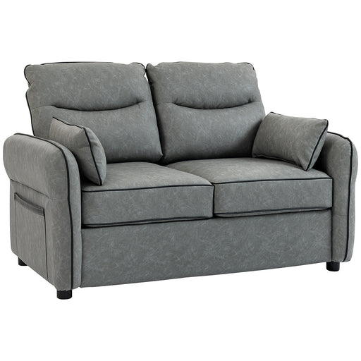 2 Seater Sofas, Dark Grey Faux Leather Loveseat Sofa Ideal for Small Spaces
