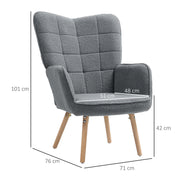 Grey Teddy Fleece Wingback Accent Chair with Padded Seat by HOMCOM