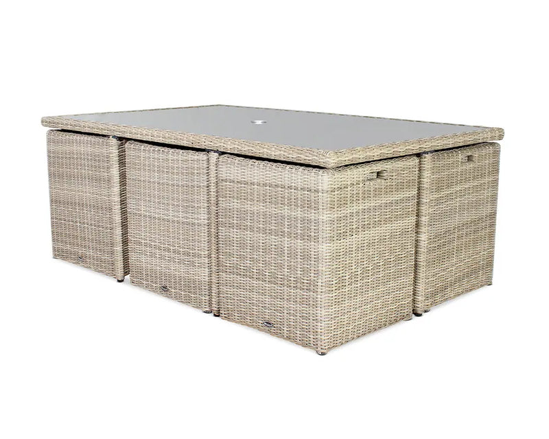 Royalcraft Wentworth rattan dining table with tempered glass top