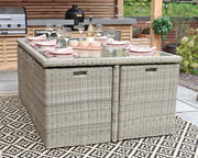 Royalcraft Wentworth rattan cube chairs with grey seat and back cushions
