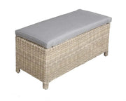 Royalcraft Wentworth rattan two-seater bench with grey cushion